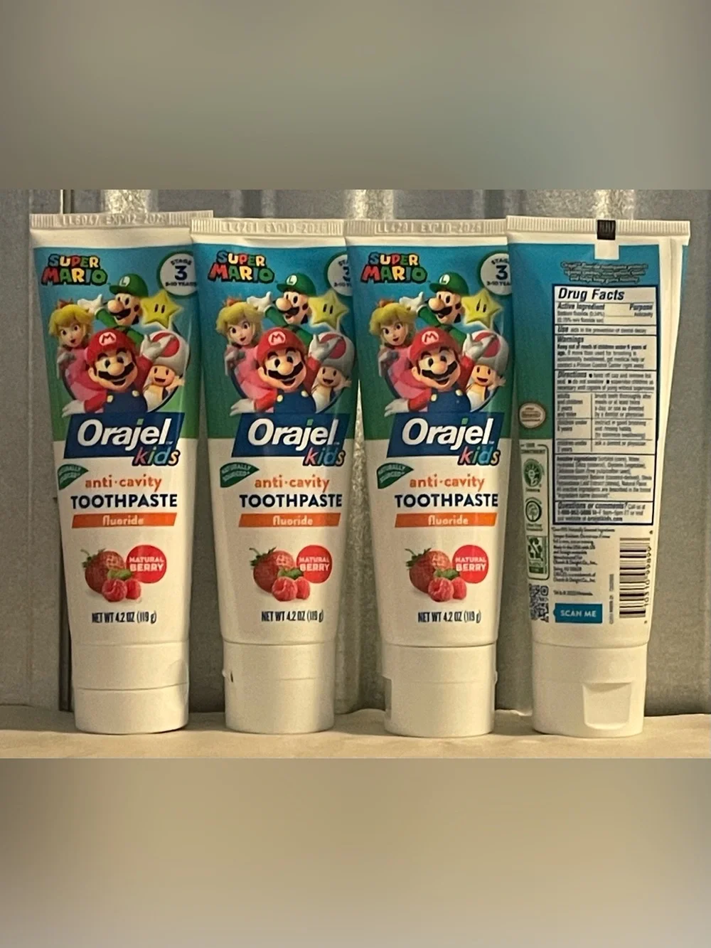 Orajel Kids Super Mario Natural Berry Toothpaste - (Pack of 4)